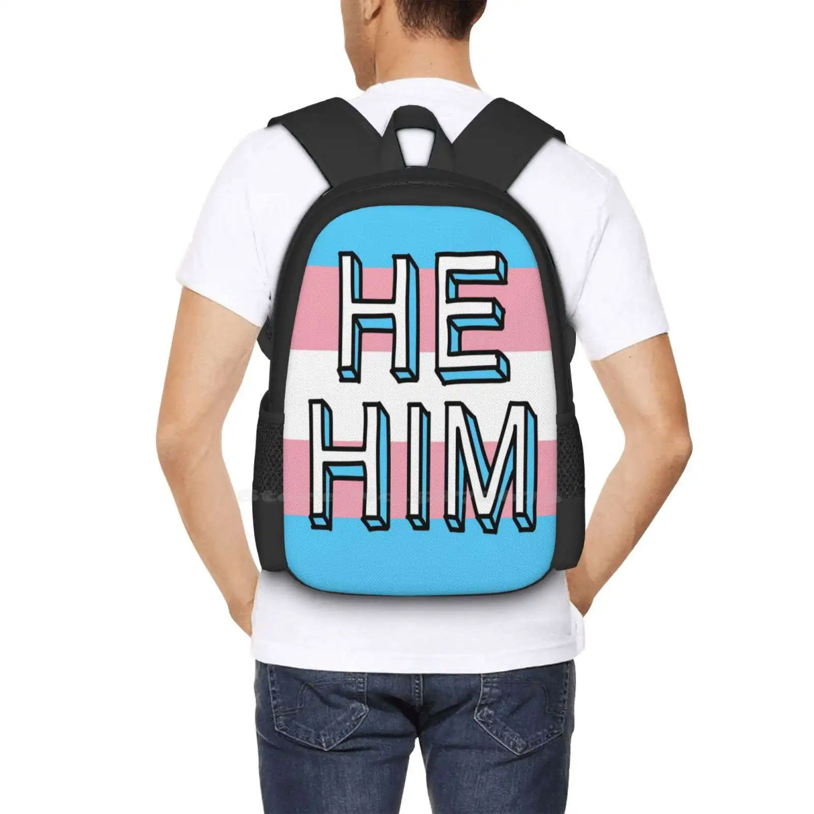 حقيبة ظهر He / Him للرجال والنساء والفتيات المراهقات He Him Pronouns Lgbt Pride #6