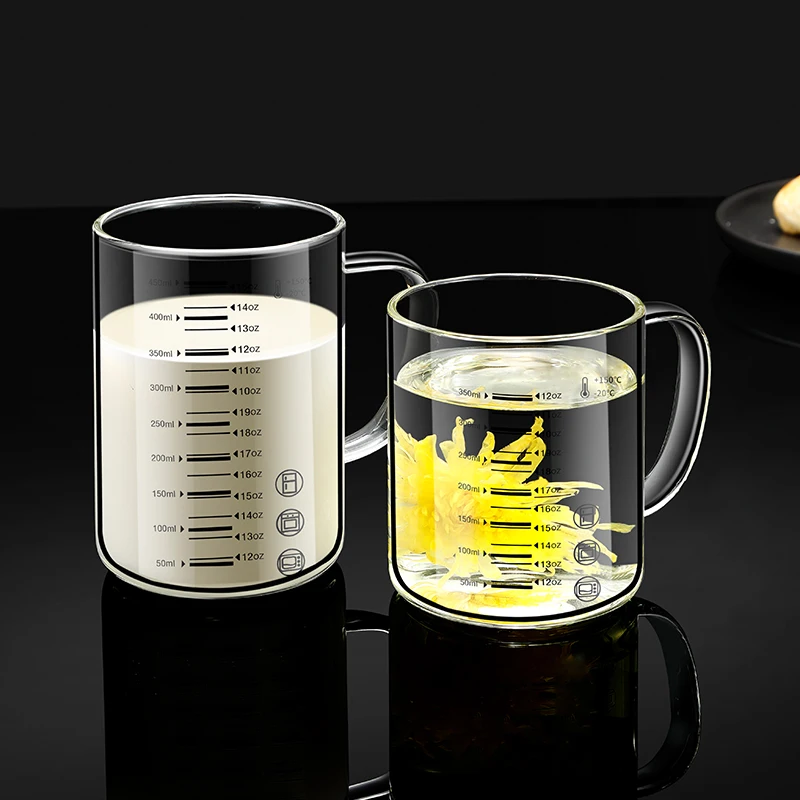 Y-244 Milk Cup Caffeine Beaker Mug Graduated Beaker With Handle Borosilicate Glass Multi-Function Food Grade Measuring Cups