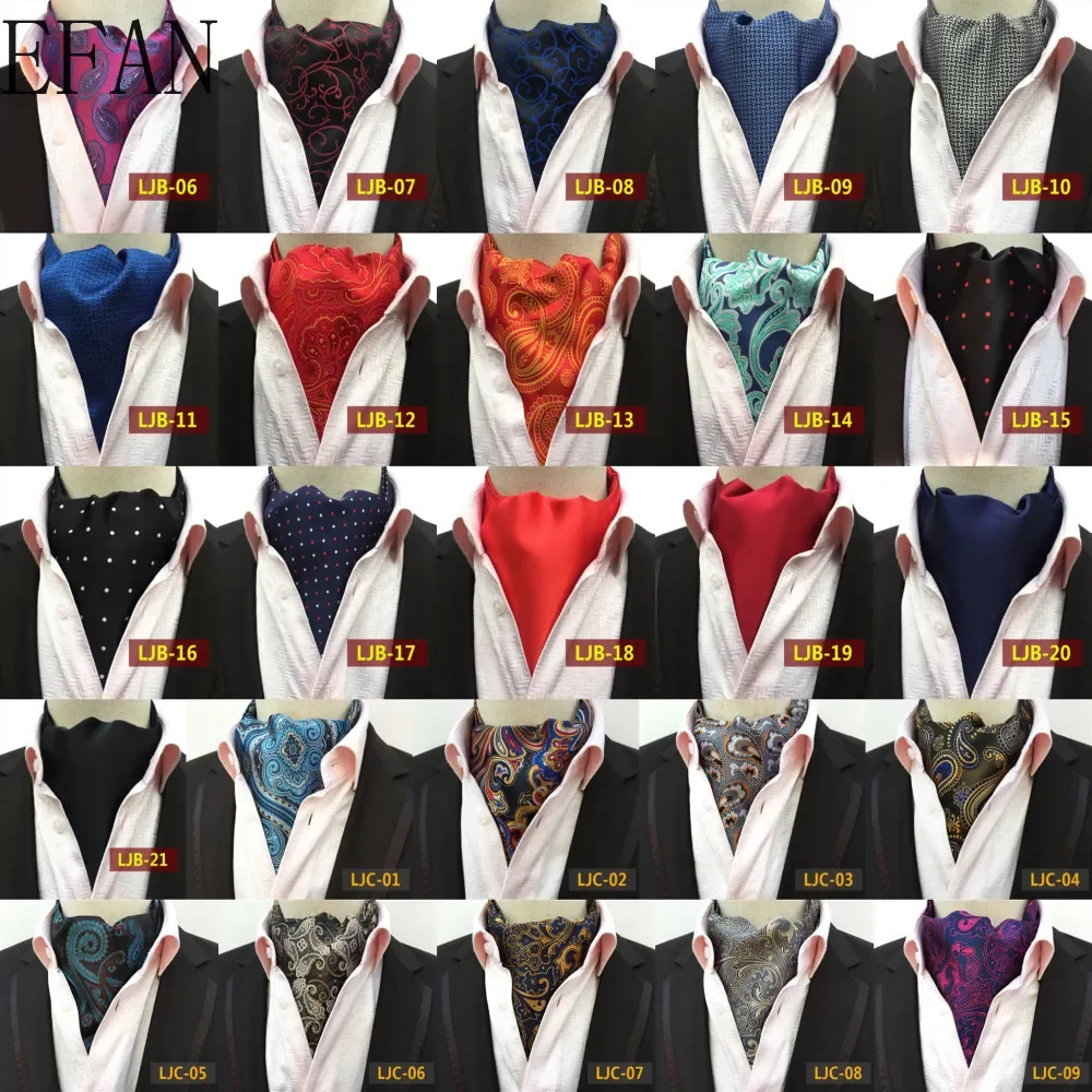 Men Vintage Cashew Floral Wedding Formal Cravat Ascot Scrunch Self British Gentleman Polyester Woven Neck Tie Luxury