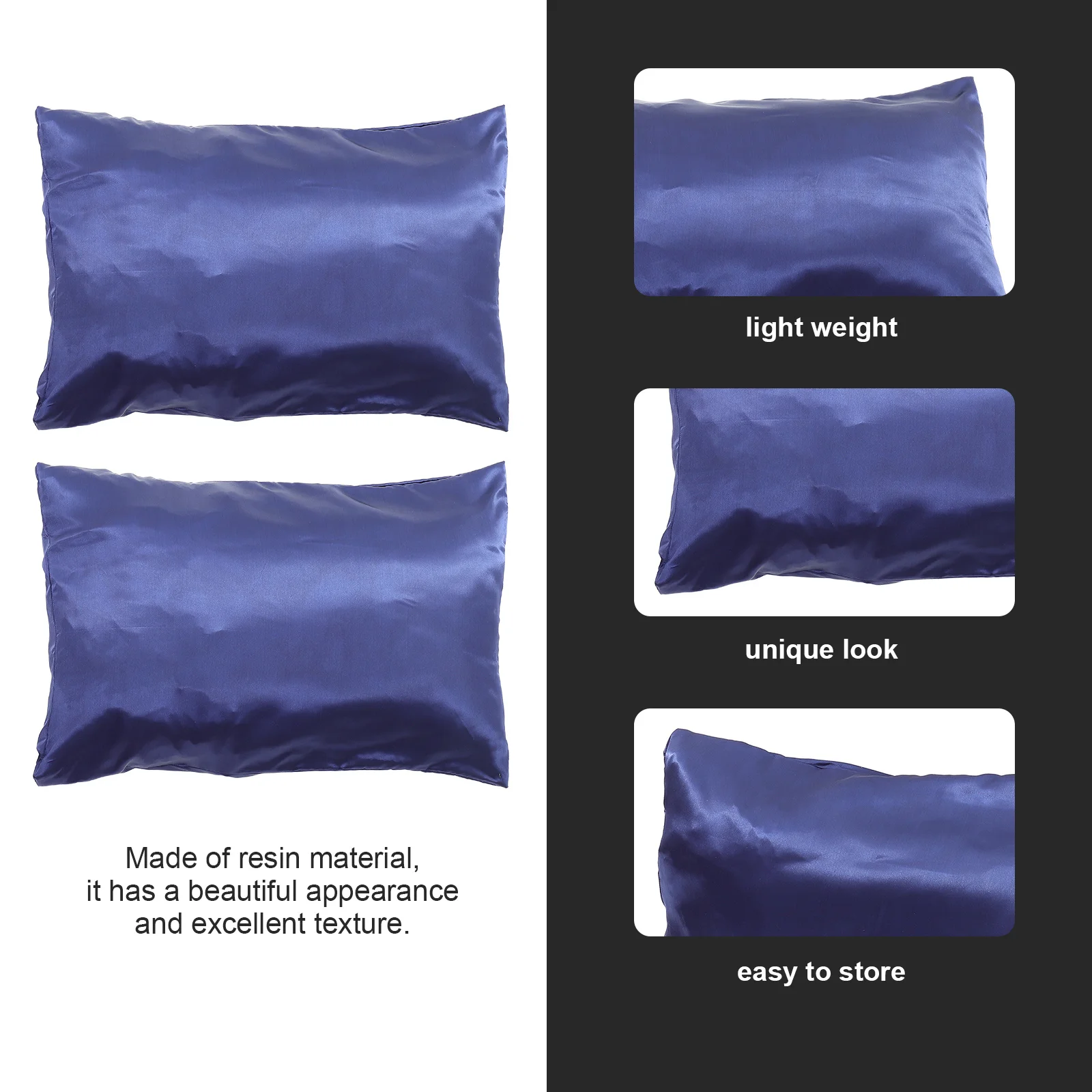 

2pcs Simulated Silk Pillowcase Soft Lightweight Polyester Bed Pillow Protector For Home Hotel Smooth Adults Universal