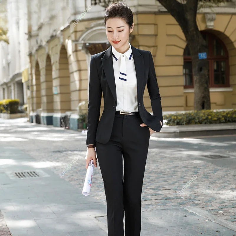 Commuting OL Style Spring Temperament Business Attire Women's Suit Slim Fit Jacket and Pants Office Women's Professional Uniform