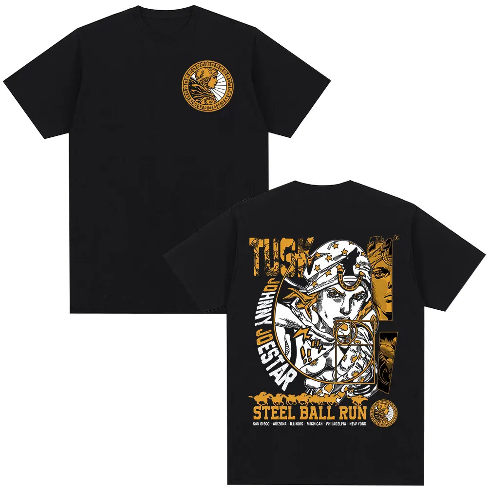 

Брендовые хлопковые футболки JoJo's Bizarre Adventure для мужчин и женщин, лето 2026, с мультяшным принтом, свободный повседневный топ с короткими рукавами