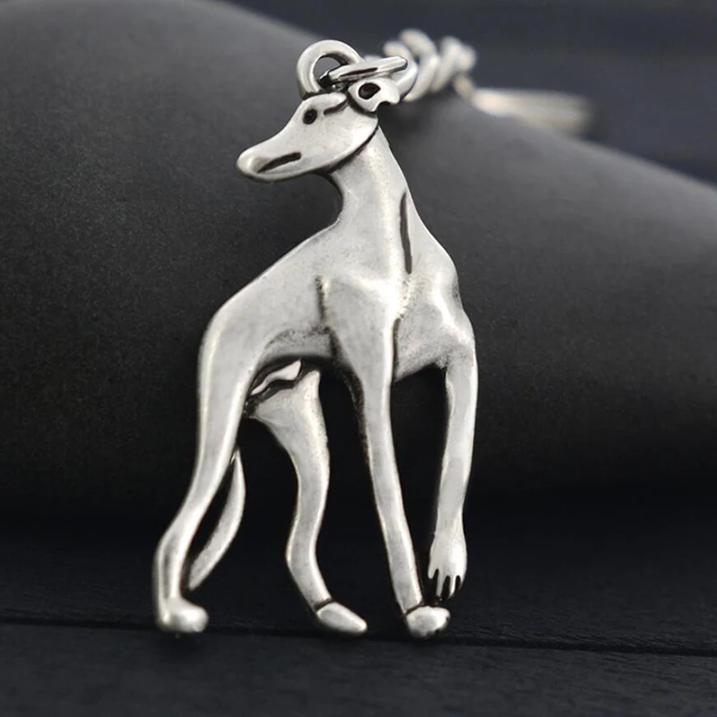 New Italian Greyhound Grey Hound Keychain Men Vintage Cute Whippet Dog Key Chains Keyring Bag Charm Women Child Jewelry Gift