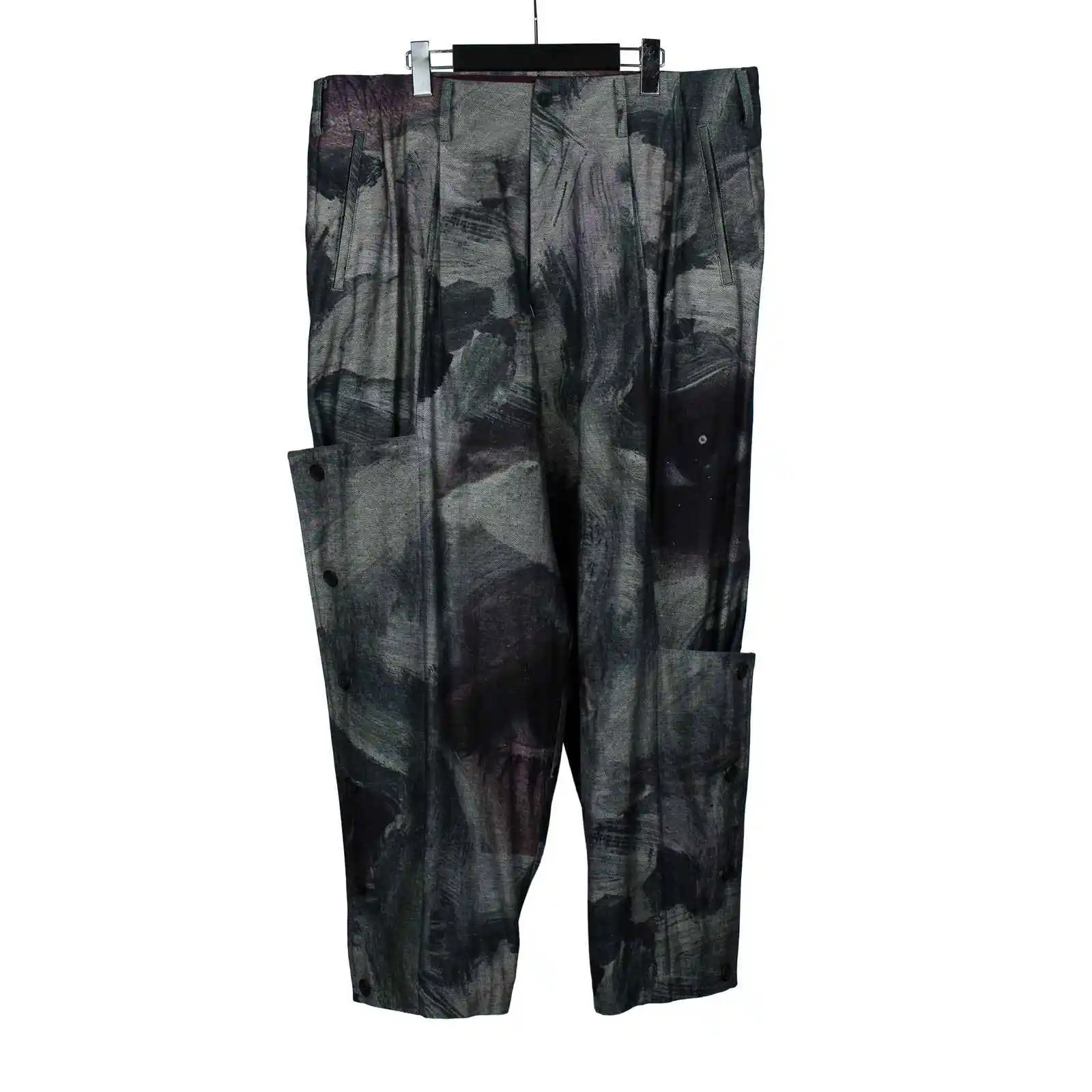 

TOP-YAMAMOTO Японский оригинальный дизайн Темные и нишевые свободные брюки с принтом