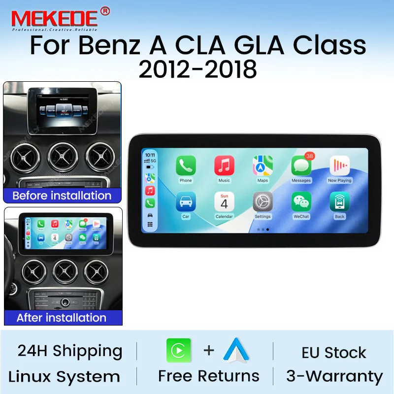 Display multimediale per auto con Linux, CarPlay wireless, per Mercedes-Benz A CLA GLA W176 2012-2018, NTG4.5 NTG5.0, Android Auto, WIFI, BT, commutazione tra due sistemi