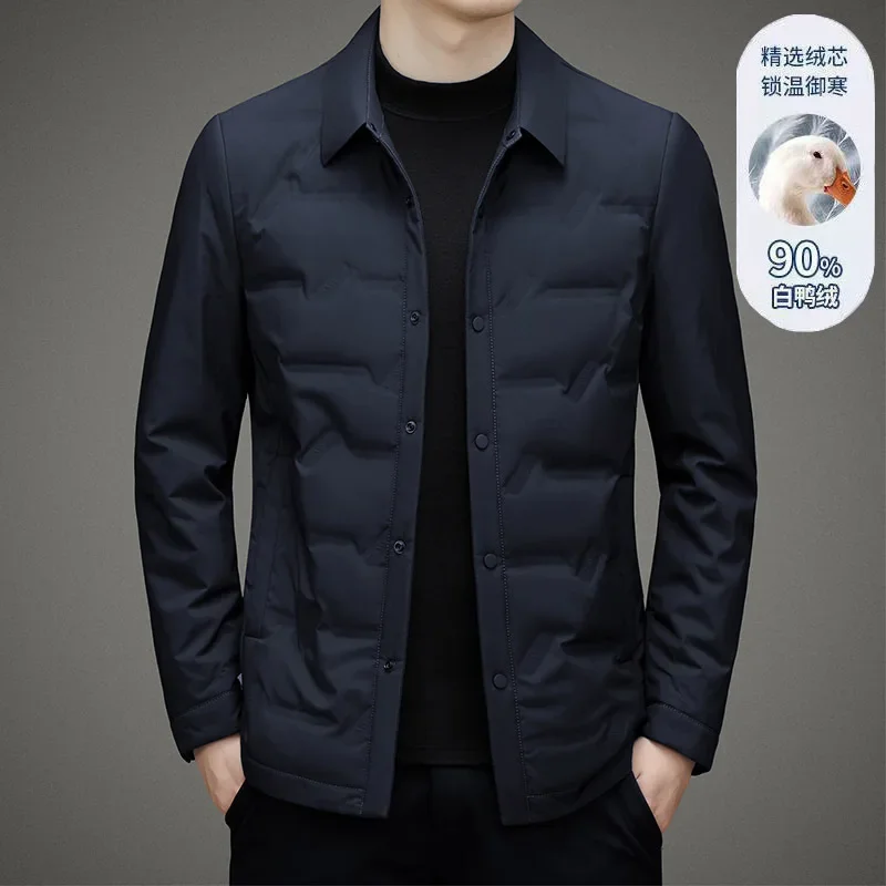 2025 men's light down jacket, new in autumn, lapel trendy down jacket