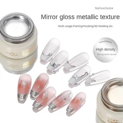 8g Glossy High Density Liquid Mirror Gold Silver Metallic Gel Painting Hook 3D Drawing UV Nail Art Polish Manicure Cool Varnish