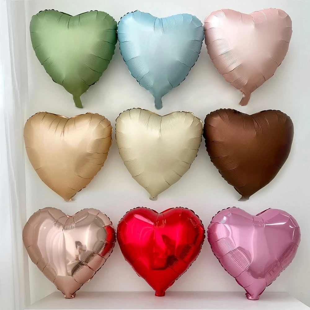 3/5pcs18inch Heart Foil Balloons Vintage Pink Green Heart Balloons for Adult Kids Birthday Wedding Party Decoration DIY Supplies