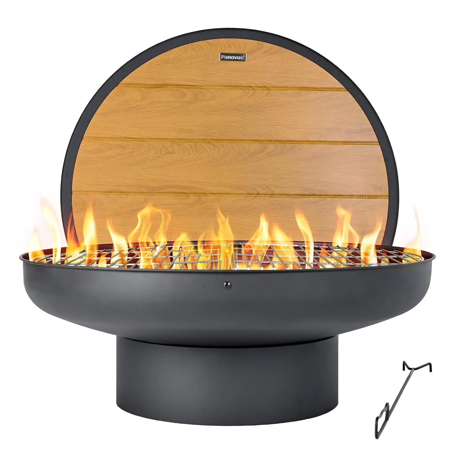32 Inch Fire Pit with 2 Cooking Grills, Spark Screen & Poker, Outdoor Backyard Patio Heater, Customized