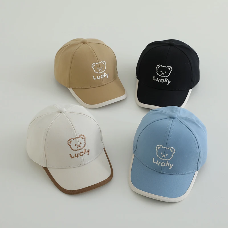 

Spring Summer Baby Baseball Caps Lucky Bear Embroidery Sun Hats For Kids Boys Girls Autumn Cotton Children Peaked Hat