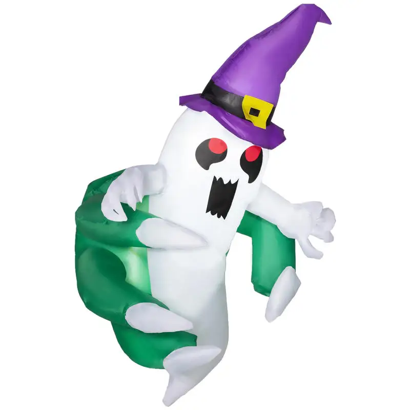 

Outsunny 3.9ft Inflatable Halloween Window Sticker Ghost, Blow Up LED Display for Garden Indoor Outdoor
