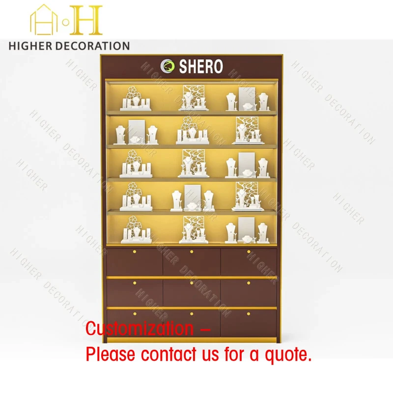 custom.Secure Jewelry High Cabinet Jewelry Display Cabinet With Reinforced Locking System and Tempered Glass Retail Security