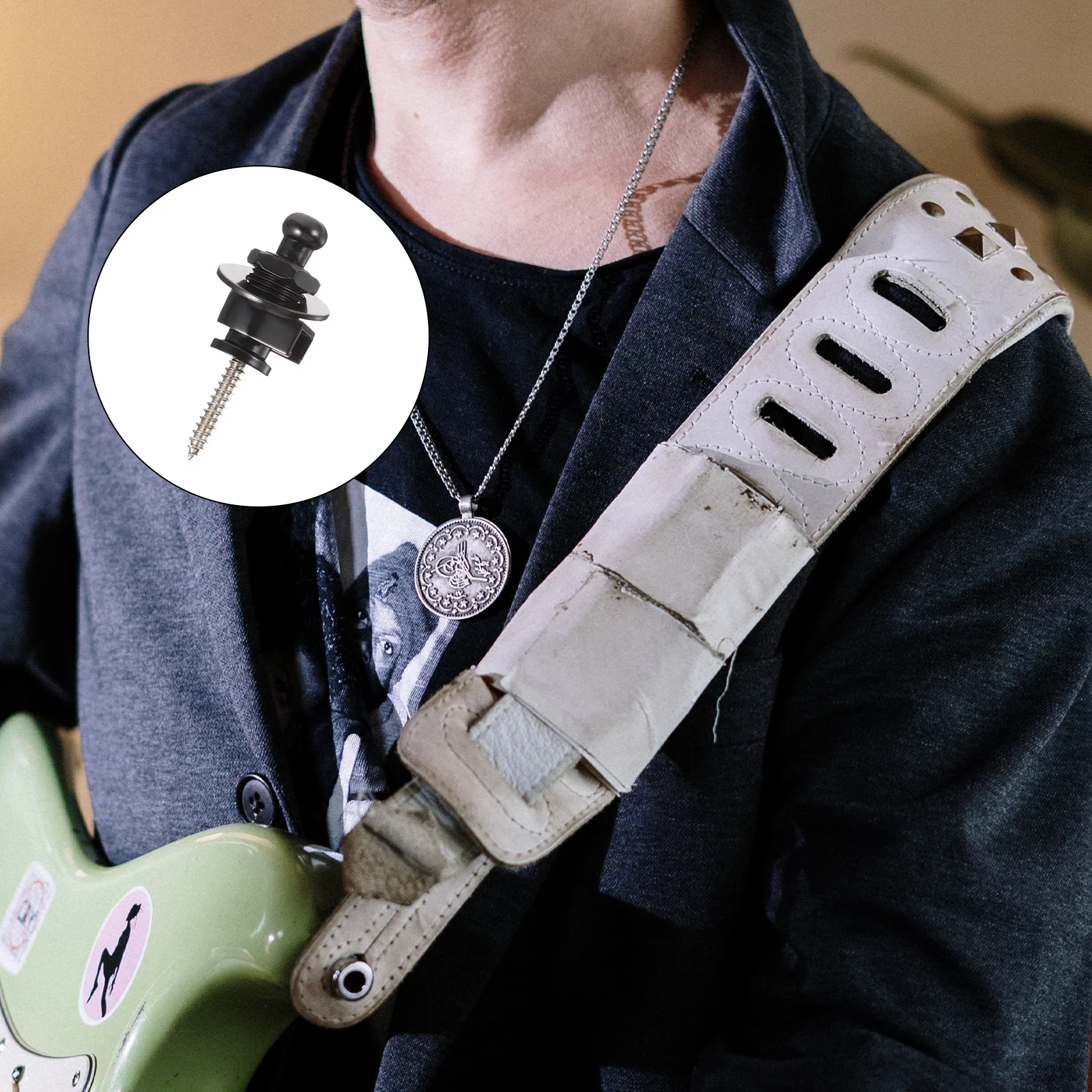 

10pcs Guitar Tail Pins Black Anti-Slip Strap Locks For Electric Bass Secure Fastening No Modification Guitar Strap Buckle Pegs