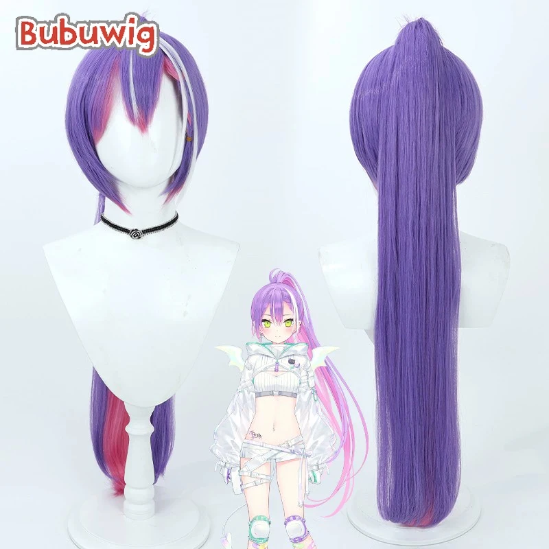 

Bubuwig Synthetic Hair Tokoyami Towa Cosplay Wigs Virtual YouTuber Tokoyami Towa 80cm Purple Mixed Ponytail Wig Heat Resistant