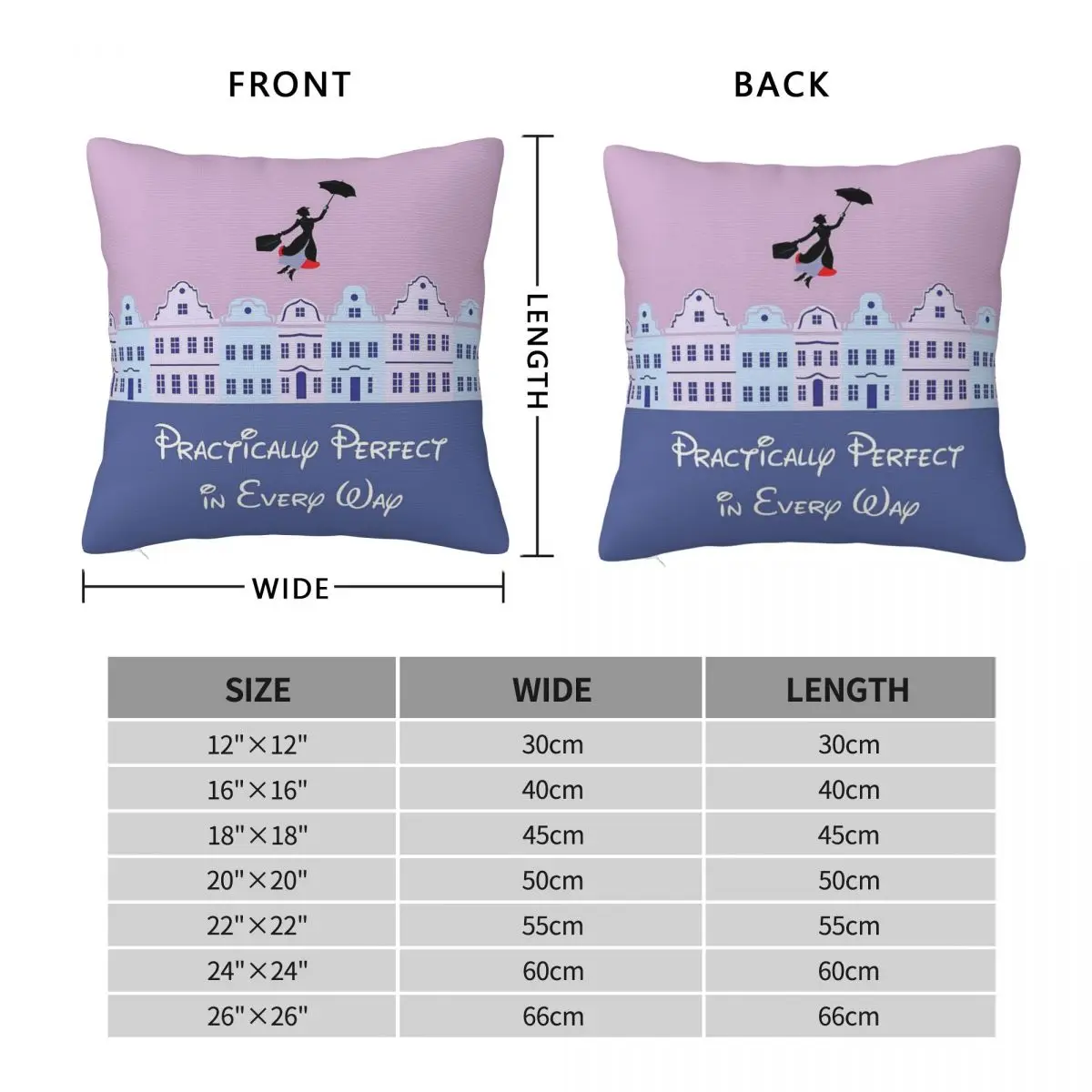 Mary Poppins Practically Perfect Square Pillowcase Polyester Linen Velvet Creative Zip Throw Pillow Case Home Cushion Cover