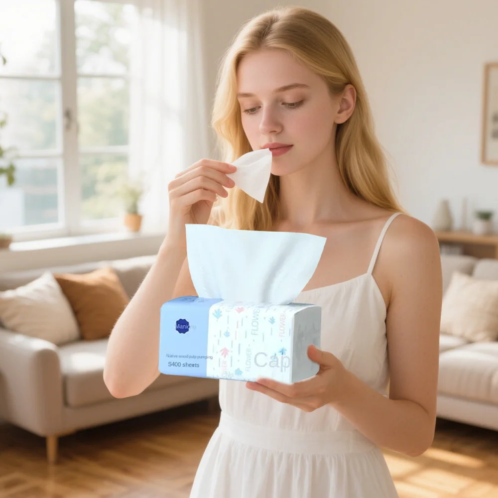 1pack/400 ply Paper towels virgin wood pulp paper 5 ply thickened napkins facial tissue factory wholesale Environmental friendly