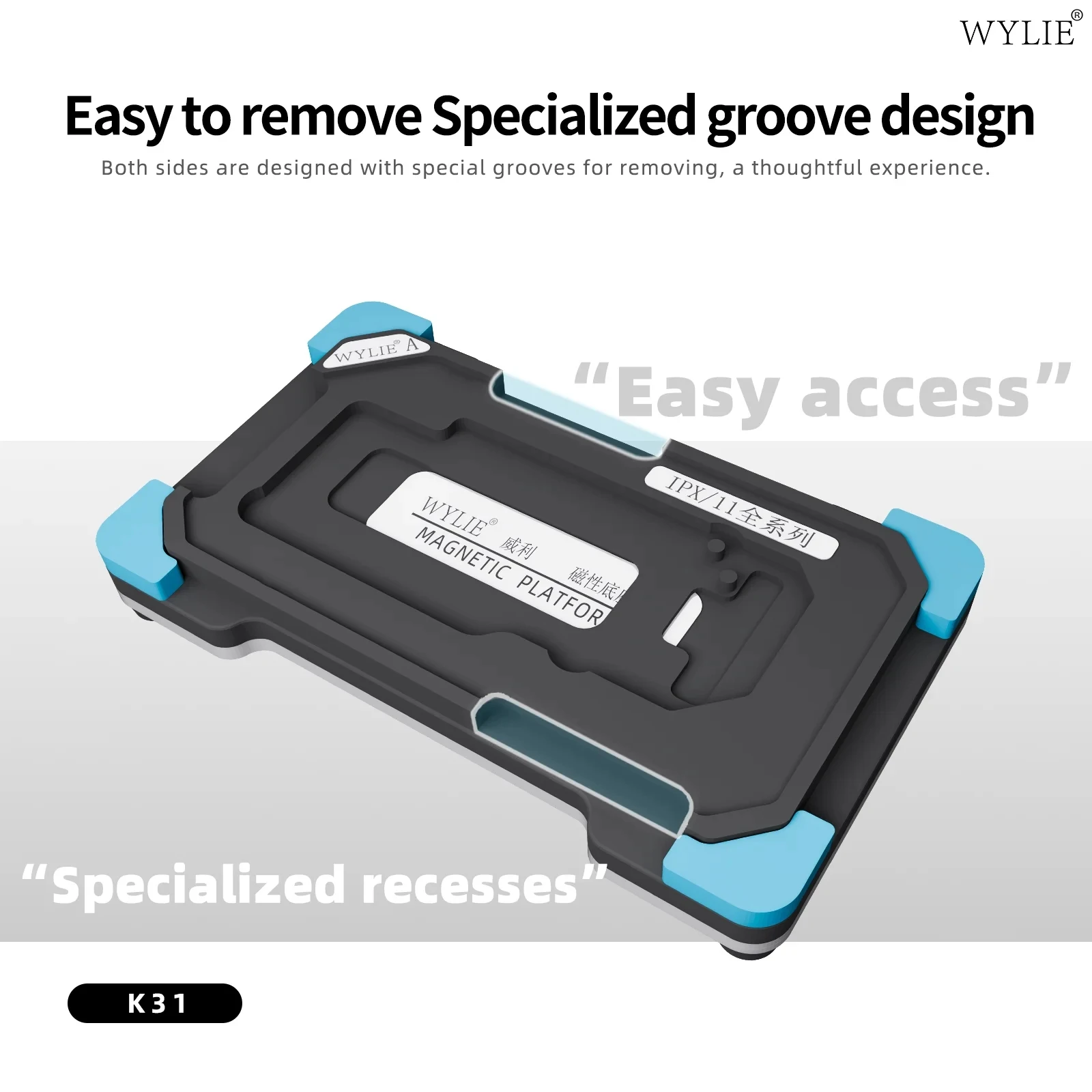 WYLIE K31 Mid-Layer Planting Tin Template For iPhone X-17 Pro Max Motherboard BGA Middle Layer Reballing Stencil Platform
