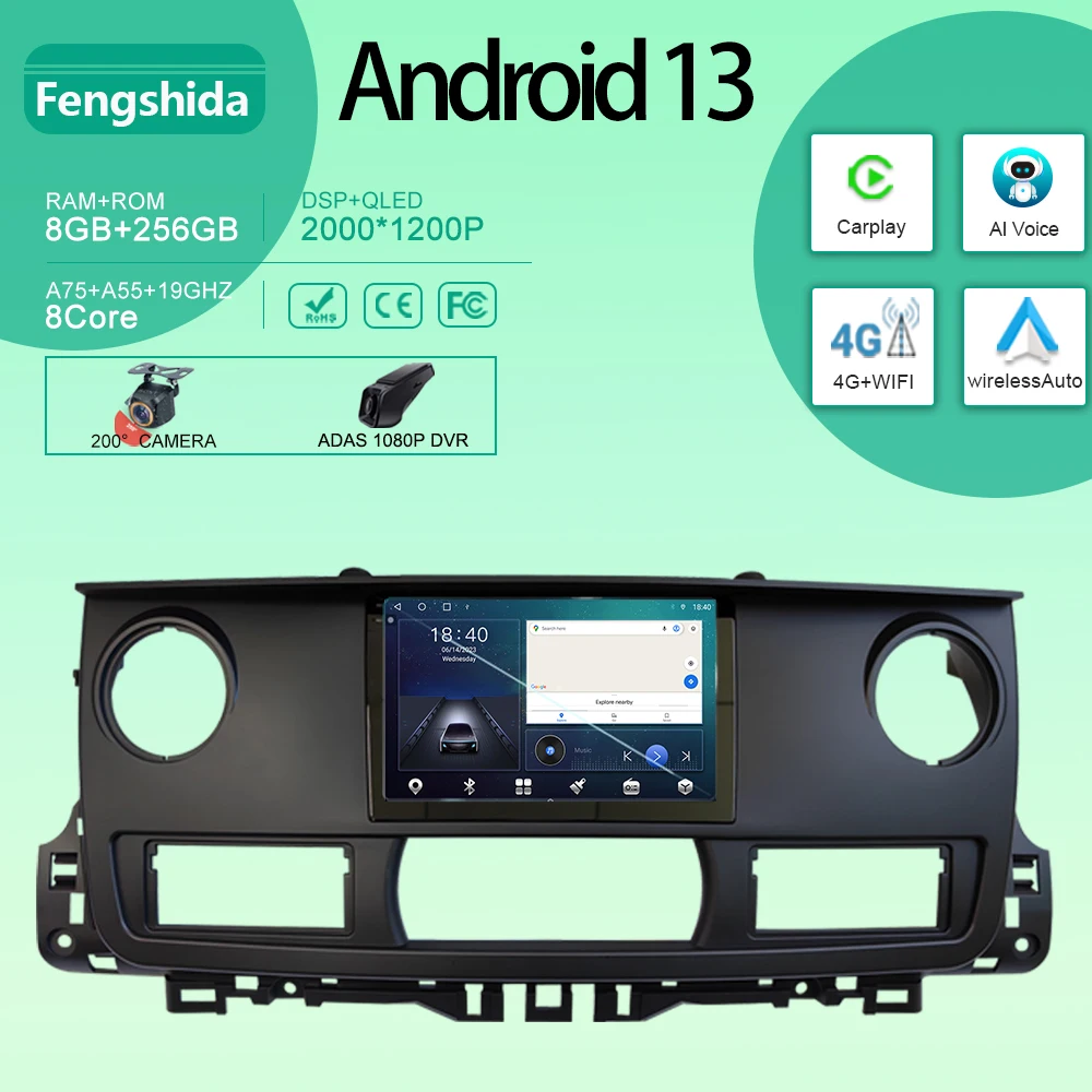 

Автомобильный радиоприемник для Renault Master 2003 - 2011 Android, мультимедийный плеер с GPS-навигацией, видео Carplay QLED No 2din DVD