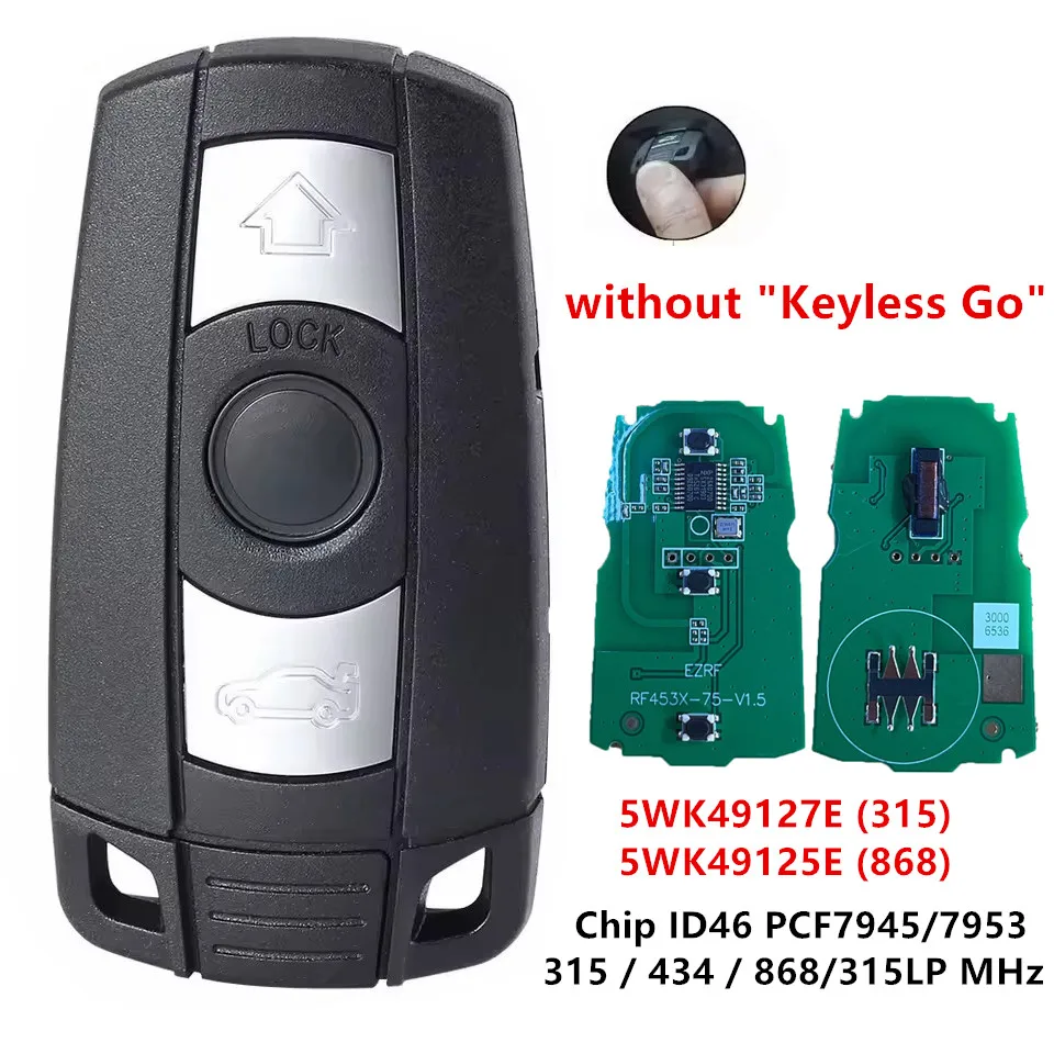 

Умный брелок-ключ KEYECU CAS3 с 3 кнопками для BMW 1, 3, 5, 6, 7 серий 315MHZ/433MHZ/868MHZ-5WK49125/315LP с ID46 PCF7945/7953