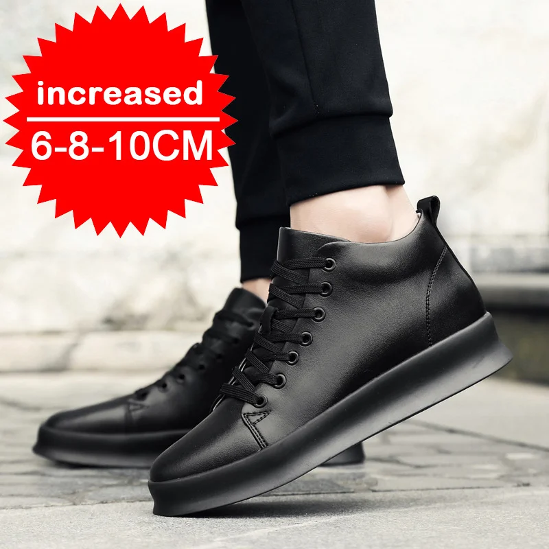 Men Sneakers Elevator Shoes For Men Casual Insole 6/8CM White Black Taller Shoes Male Leisure Fashion Sports Plus Size 37-44