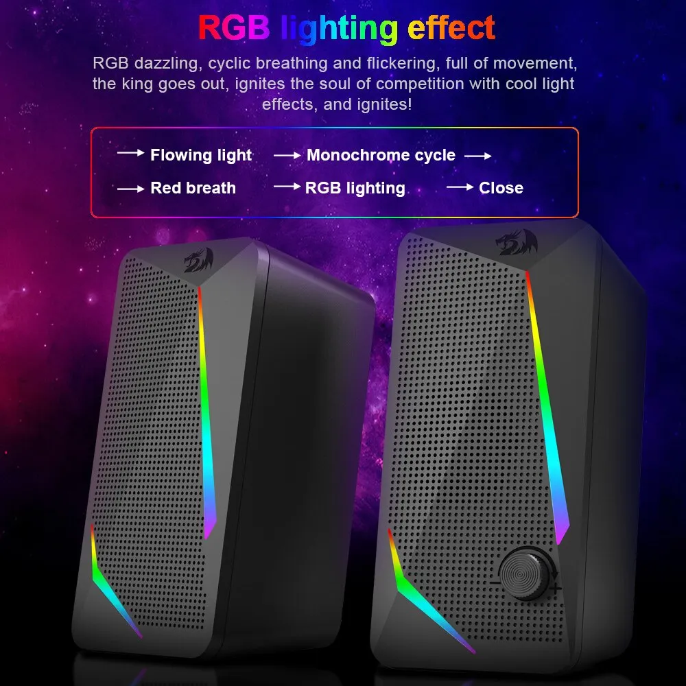 REDRAGON Waltz GS510 3,5 мм Aux 2,0 стерео объемная Музыка RGB игровые колонки звуковая панель для компьютера Настольный ПК громкоговорители