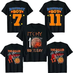 7th 10th 11th 12th Birthday Boys Shirts Basketball 7,10,11,12 Years Old Kids Gift Tee Tops Basketball-Fans Aesthetic Clothes