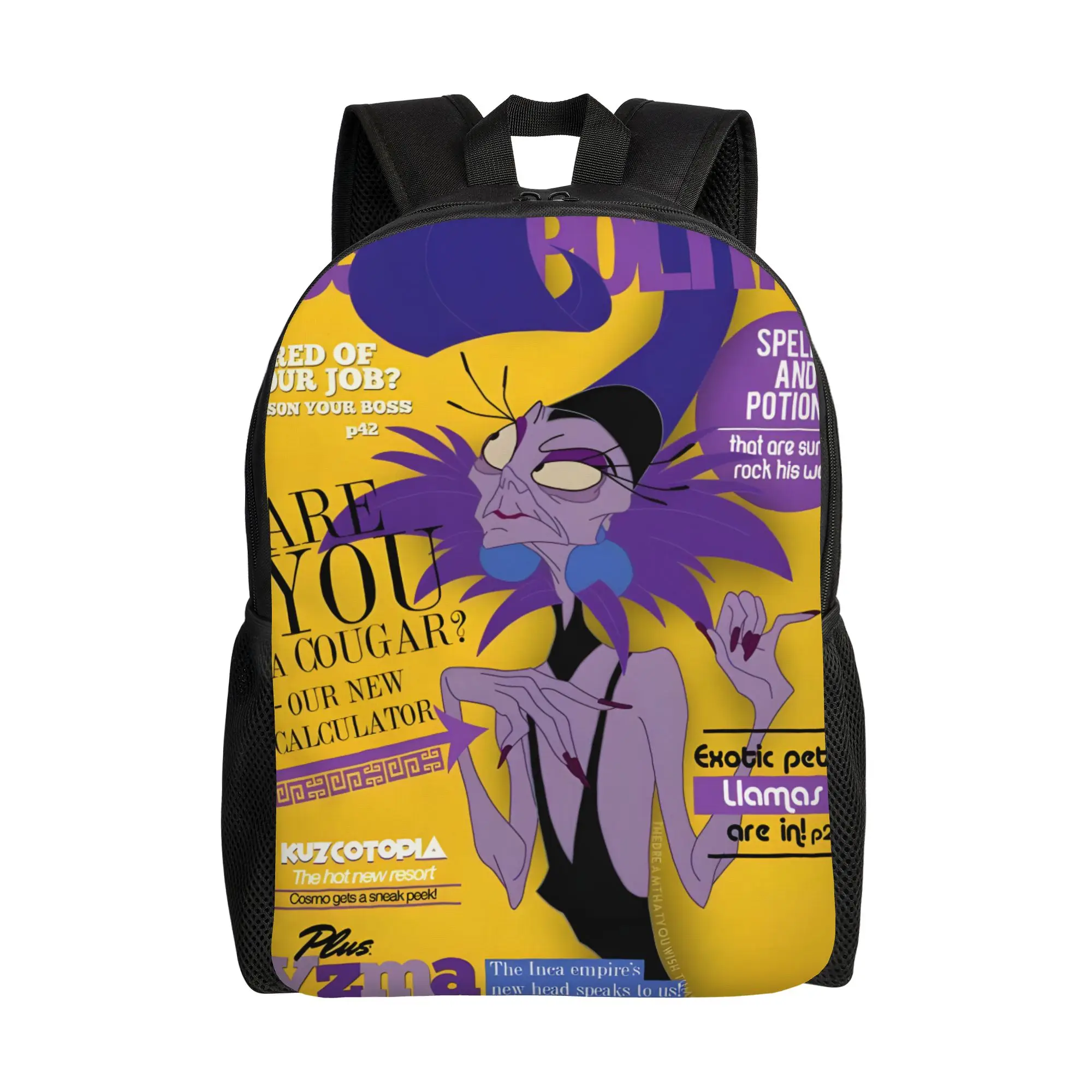 

1Piece Kuzco The Emperor's New Groove Bookbag Pull the lever, Kronk Yzma Backpack New Semester Begins