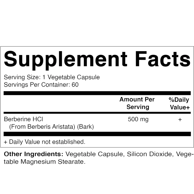 Vitamin Berberine supplement 500mg -60 capsules vegetable - gluten free, non GMO