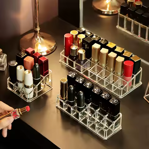 40 Grid 24 Grid Lipstick Stand Case Makeup Organizer Storage Box Lipstick Display Stand Holder Cosmetic Jewelry Organizer Box
