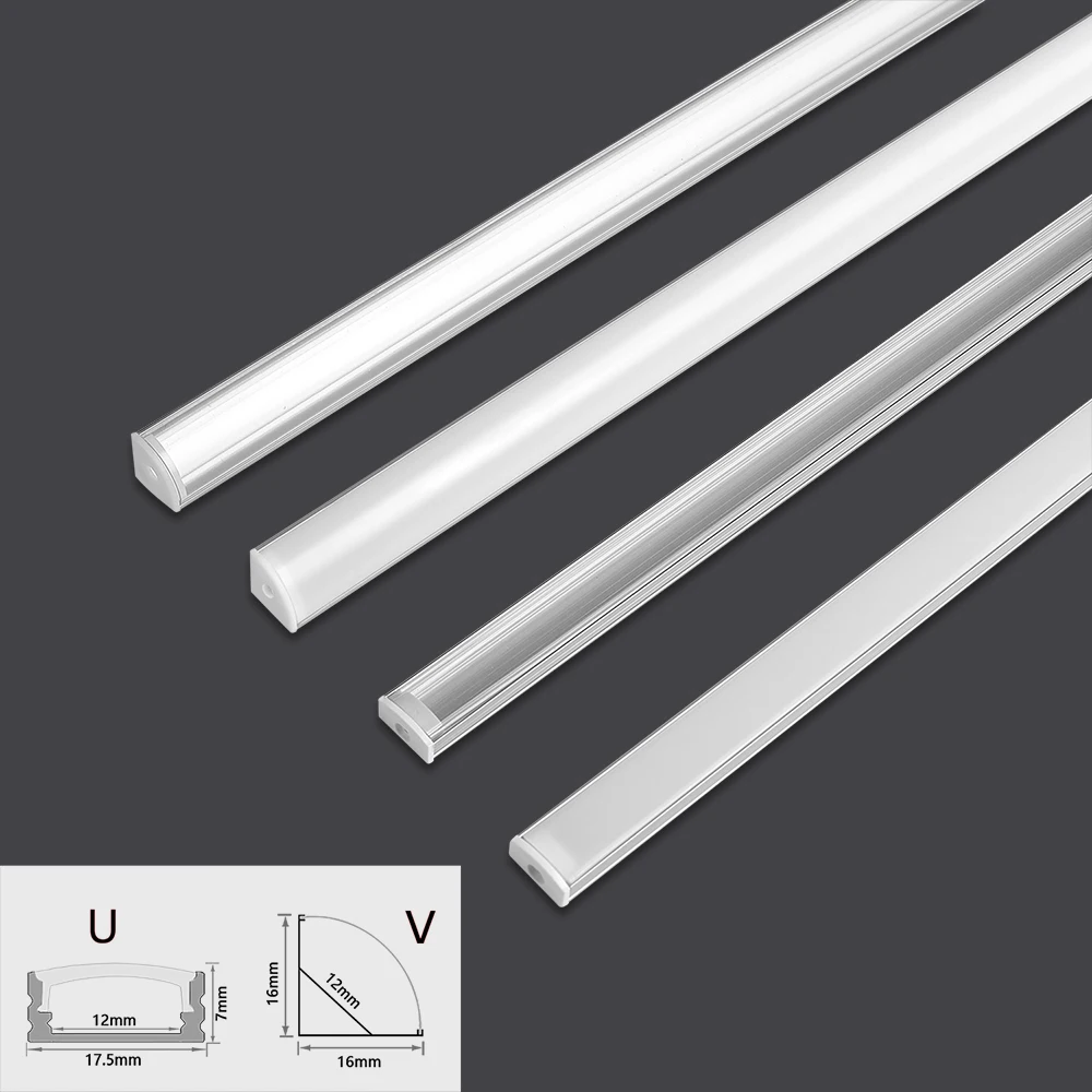 LED aluminum channel 0.5m, for 3528 5630 5050 LED strip U/V shape LED aluminum channel milk white cover/transparent cover