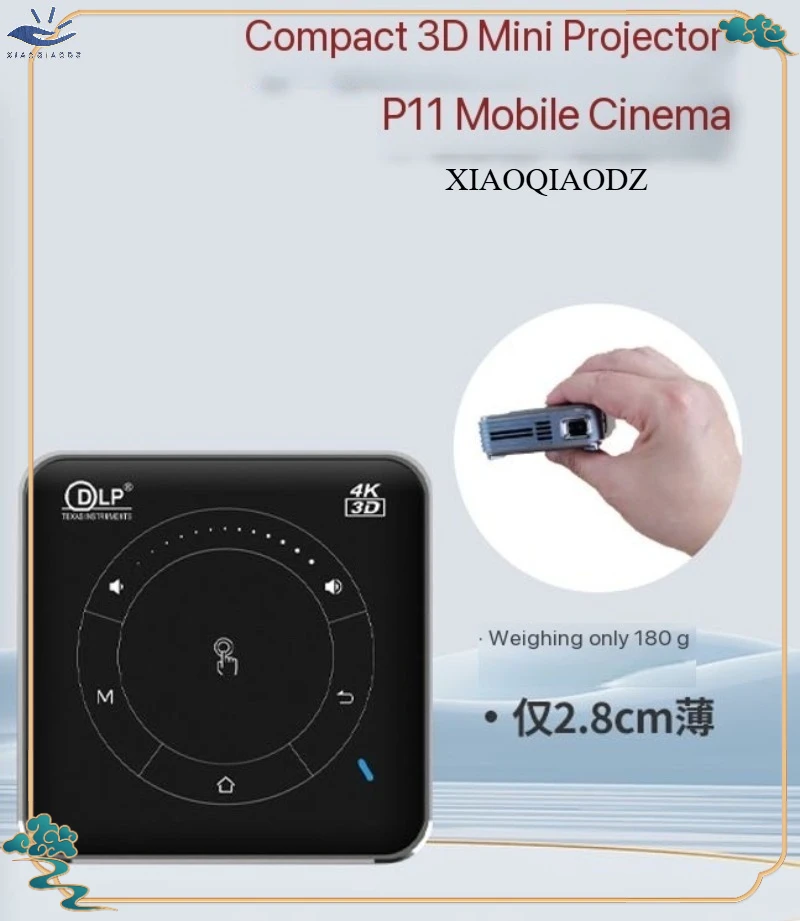 

XIAOQIAODZ Mini 3D Portable Projector P11 4K DLP Android USB 12V Beamer Smart Car Outdoor Battery Rechargeable Wifi Bluetooth