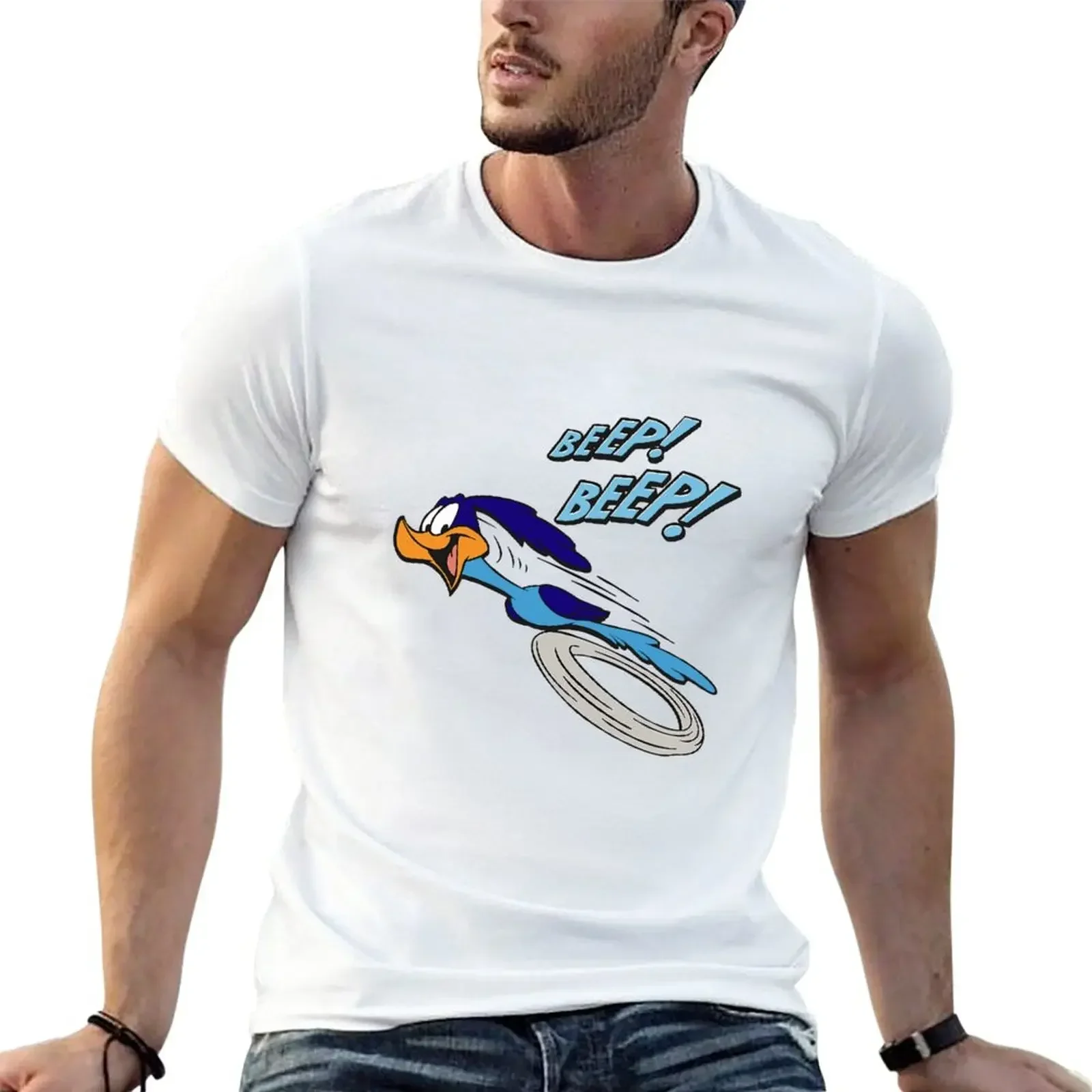 roadrunner running cartoon T-Shirt kawaii clothes mens vintage t shirts 2024 new arrival fashion summer manga style round neck