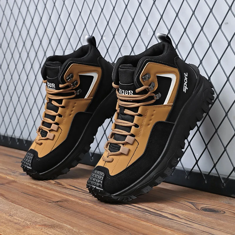 Herren-Oxford-Stiefel mit Komfort-Innenfutter, Dicken Sohlen für Zusätzliche Höhe und Langlebigkeit, Geeignet für Outdoor-Aktivitäten, Camping, Wandern und Bergsteigen – Detail 7