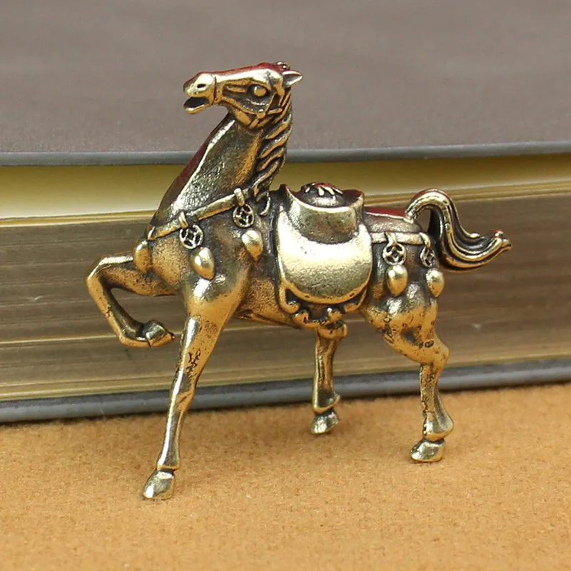 Brass War Horse Small Ornaments Immediately Ingot Antique Horse Crafts Stall First-Hand Supply Hot Yiwu Small Goods