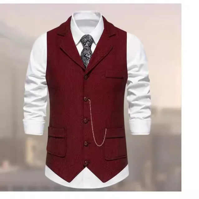 New Men's Vest Suit Vest, Vintage Lapel Men's Suit Vest