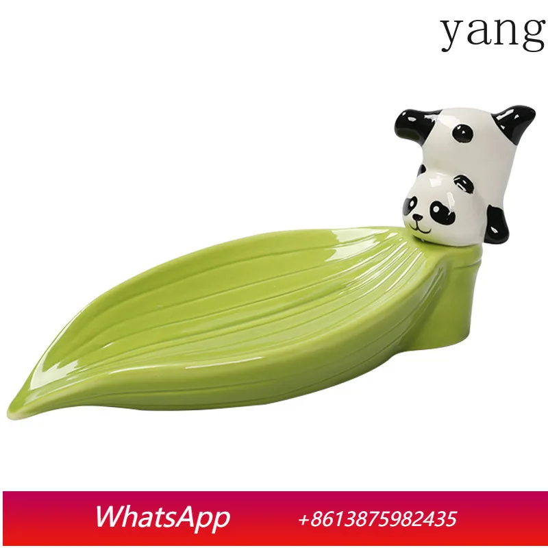 

CX Bamboo Leaf Panda Drain Soap Box Household No Punching Hand Wash Table Soap Box