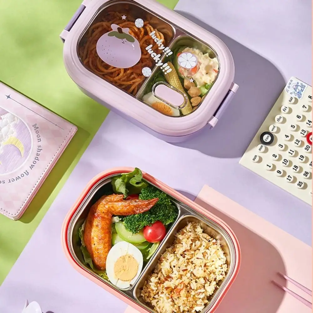 

Portable Leak-Proof Fruit Lunch Box Stainless Steel Insulation Lunch Container 2 Compartments 1000ml Food Storage Box Boys