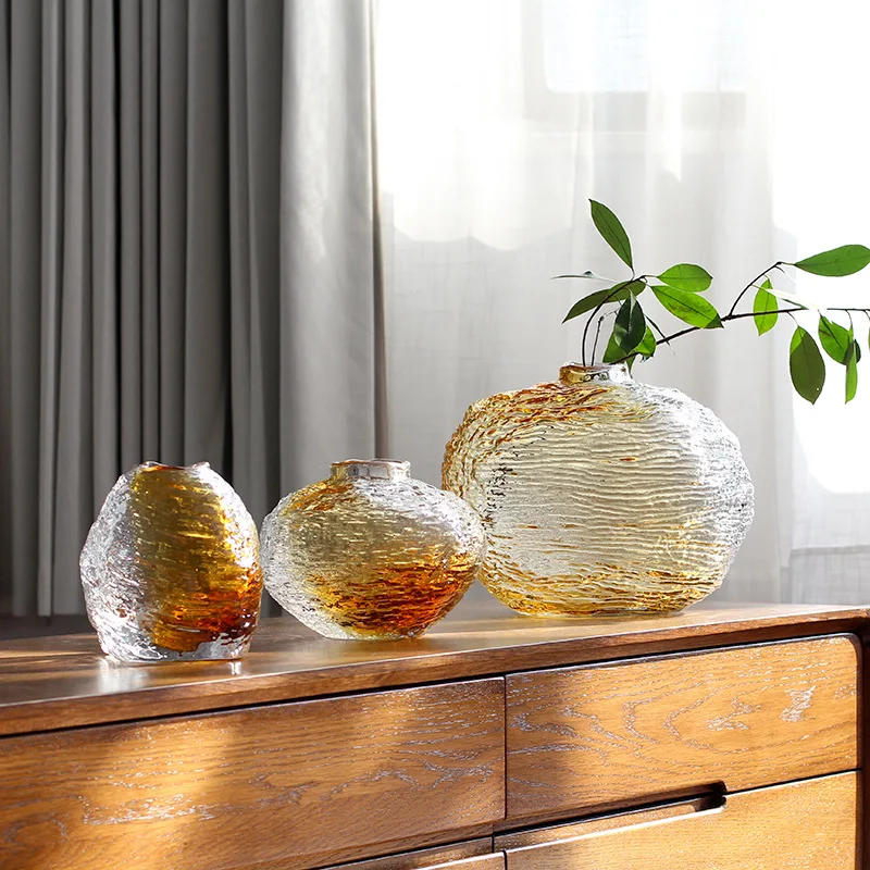 Glass Vase Transparent Gradient Irregular Lines Hydroponic Flower Arrangement Terrarium Room Decoration Accessories Vases Pots