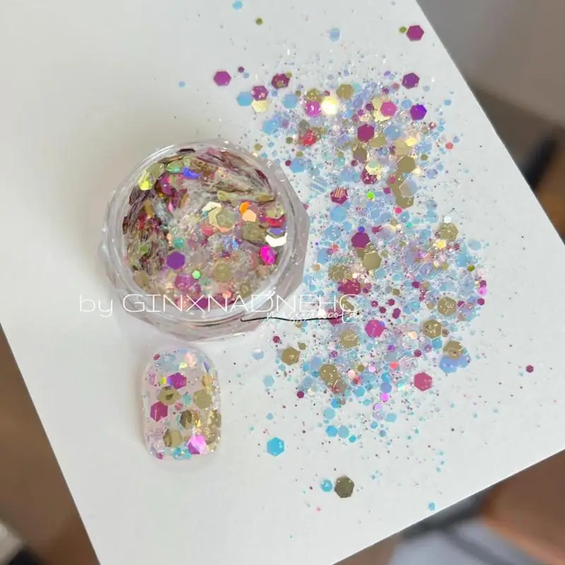 1 Box Herz Stern Bunte Nagel Glitter Dopamin 3D Nail art Charm Dekoration Schmuck Maniküre Zubehör