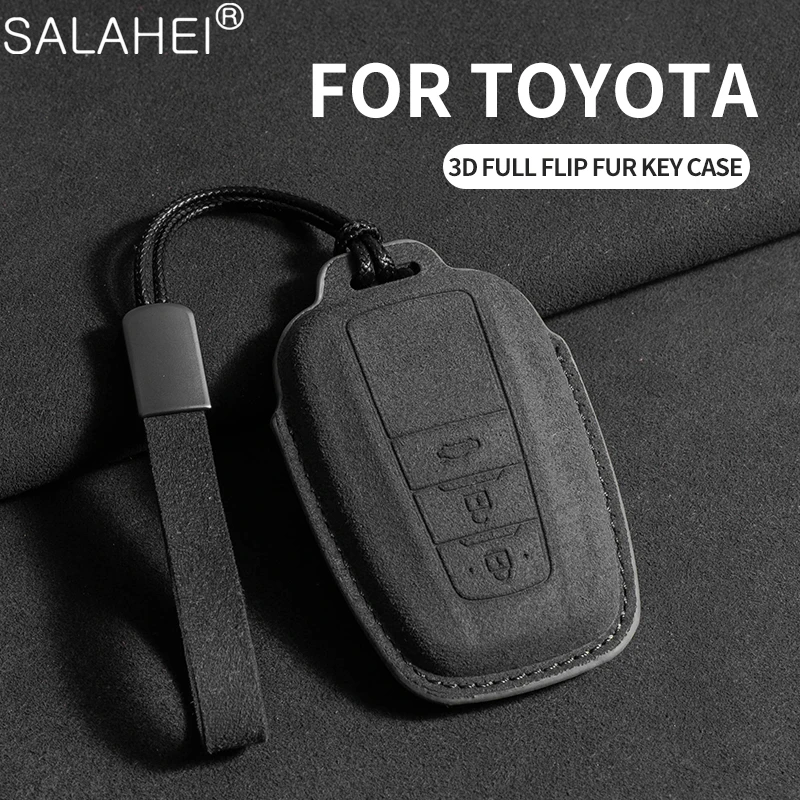 Funda de cuero de ante para llave de coche, accesorio para Toyota Rav4 Chr Auris Avensis Prius Aygo Camry Corolla Land Cruiser 200 Prado Crown