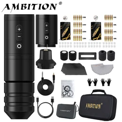 Ambition Ninja Pro Wireless Tattoo Machine Kit 2000mAh Battery 4.0mm Stroke Tattoo Pen Professional Set Permanent Makeup Tools