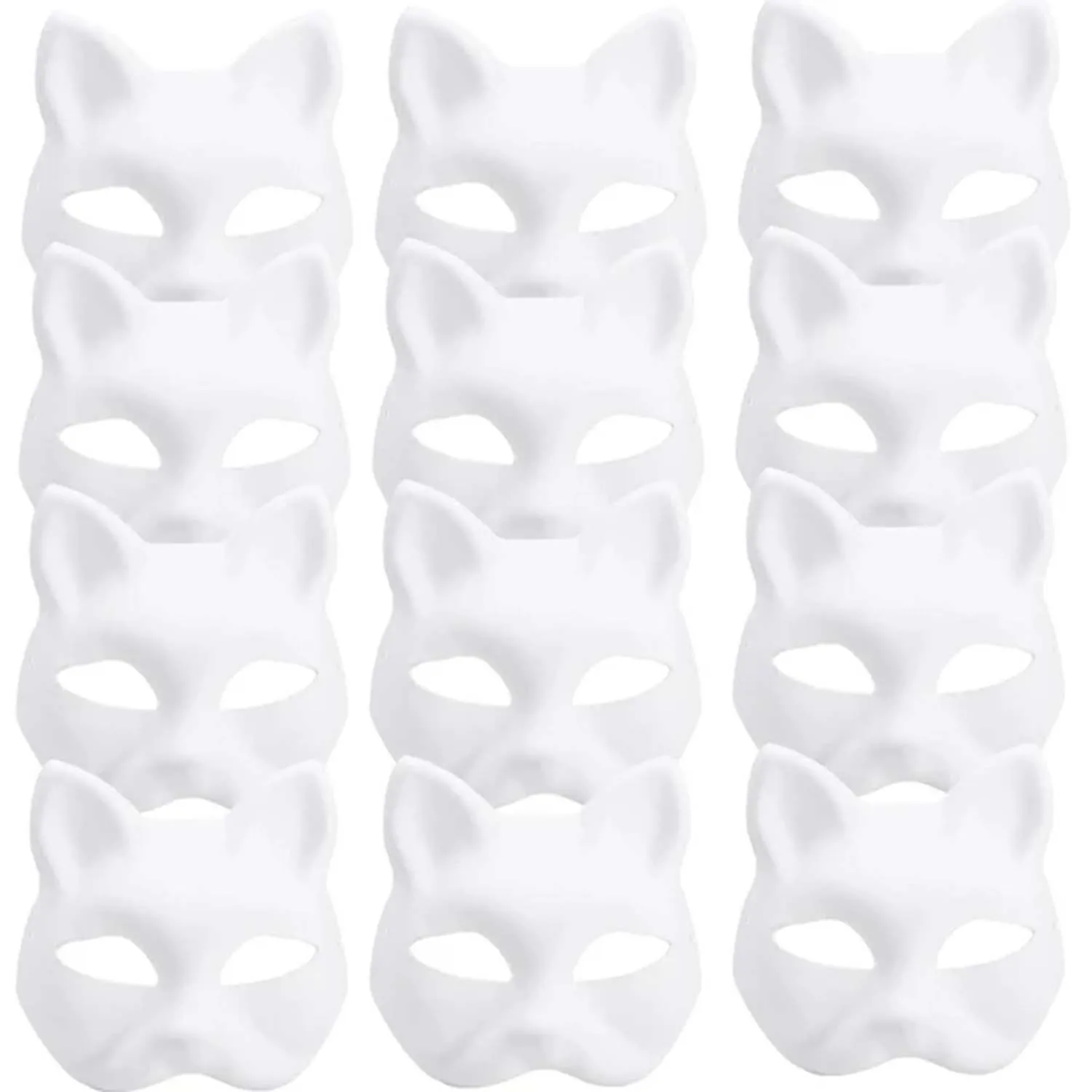 5PCS maschere termiche maschere per gatti bianchi Blank maschera di Halloween fai da te Animal Half Facemasks Masquerade Cosplay Party