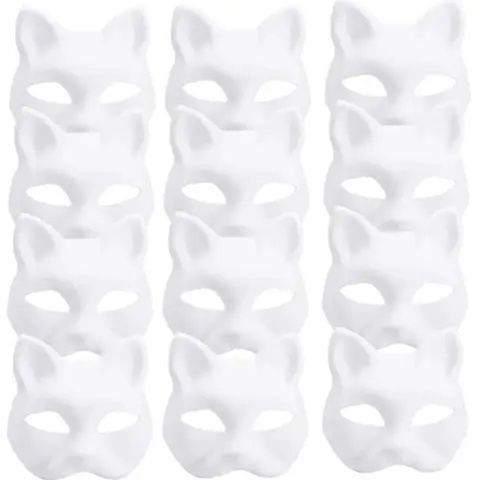 Masques Therian chat blanc, 5 pièces, masque d'halloween vierge, demi-masques d'animaux, mascarade, fête Cosplay