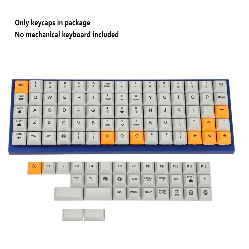 YMDK DSA Gray Orange 107 Keycaps Dye Sub PBT 1.4mm Thickness Ortholinear XD75 ID75 Planck Preonic Niu40 Corne Split46 Split 36