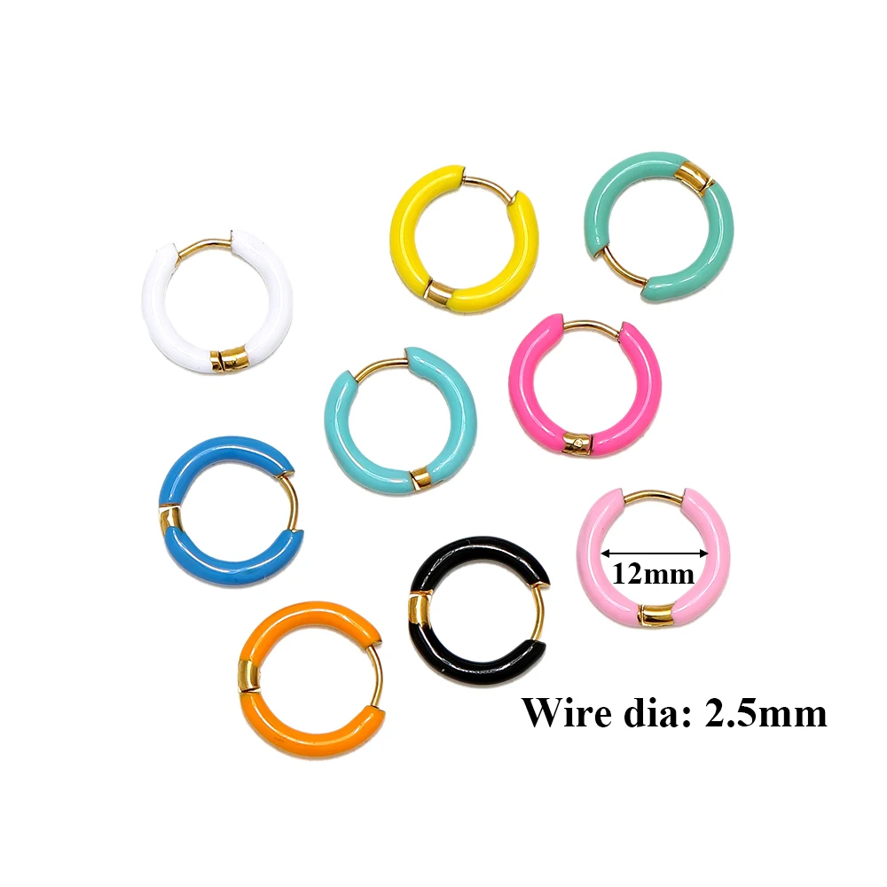 1 Pair Stainless Steel Candy Color Enamel Hoop Earrings Women Kids Earrings Gifts Fashion Children Jewelry Huggie Wholesale