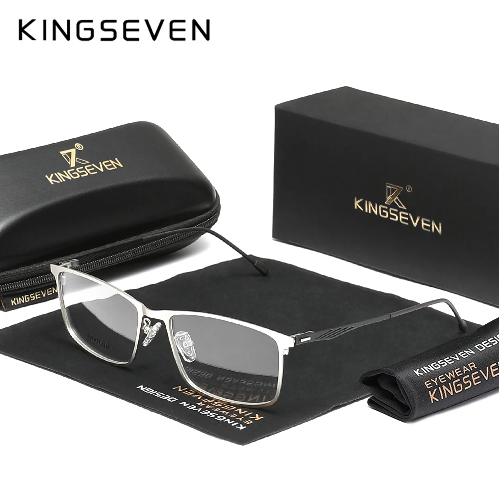 KINGSEVEN Blaulichtfilter-Brille für Männer/Frauen, Computer-Schutzbrille, Anti-Blaulicht, Casual Business Titan-Brillengestelle