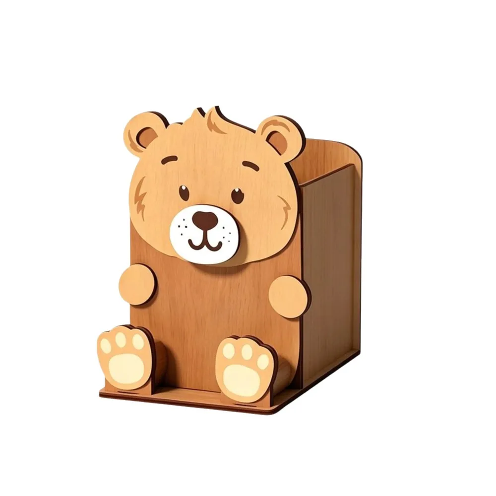Hand Carved Animal Glasses Holder Wooden Material 3D Design Pen Holder Rack Storage Rack Multi-Functional Phone Display Stand