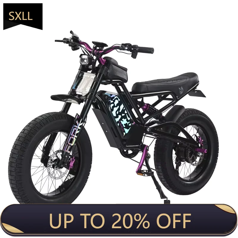 

SXLL American new 20 * 4.5 inch road tire 1500W snow E bicycle soft tail frame electric bicycle retro motorcycle with mobile pho
