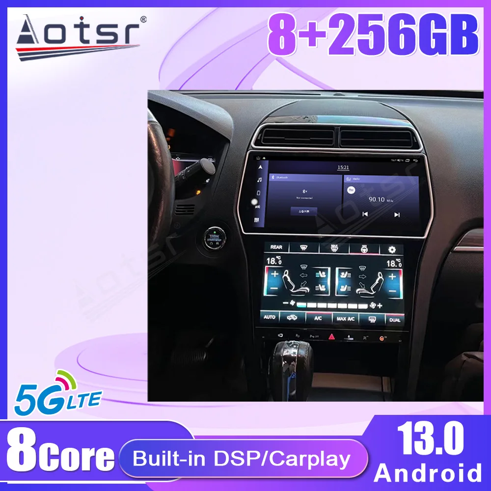 8+256GB 12.3 Inch Android 13.0 Car Radio Multimedia Player For Ford Explorer 2012-2019 Sync Stereo GPS Navi Stereo DSP Head Unit