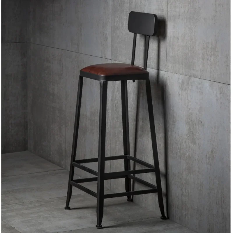 Modern Minimalist Bar Chairs Iron High Stools Kitchen Comfortable Backrest Counter Seat Stable Load-bearing Restaurant Furniture